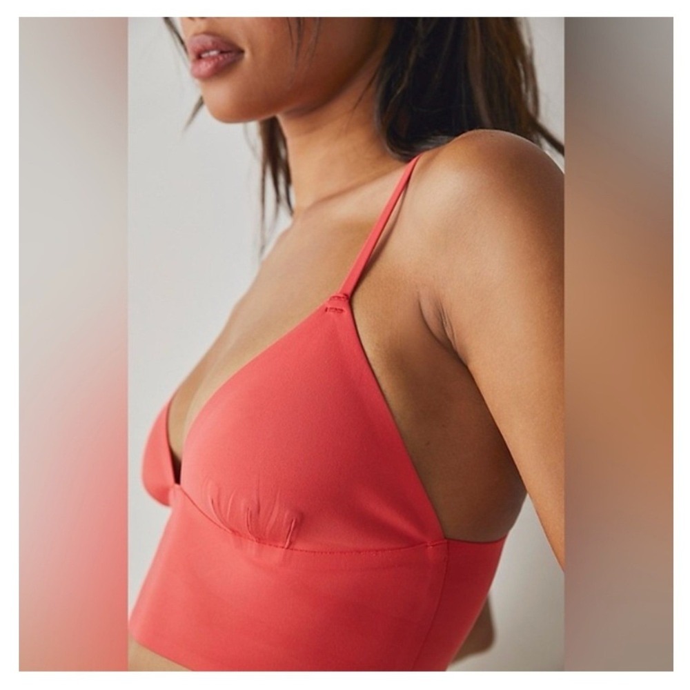 Free People Sage Longline Bralette Small Cayenne Red Intimately V-Neck Crop Top - Picture 2 of 7